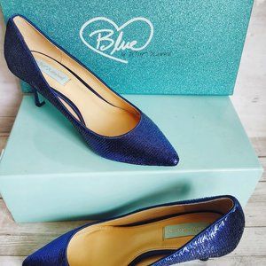 NEW Betsy Johnson KAMIE Sequined Blue Heel